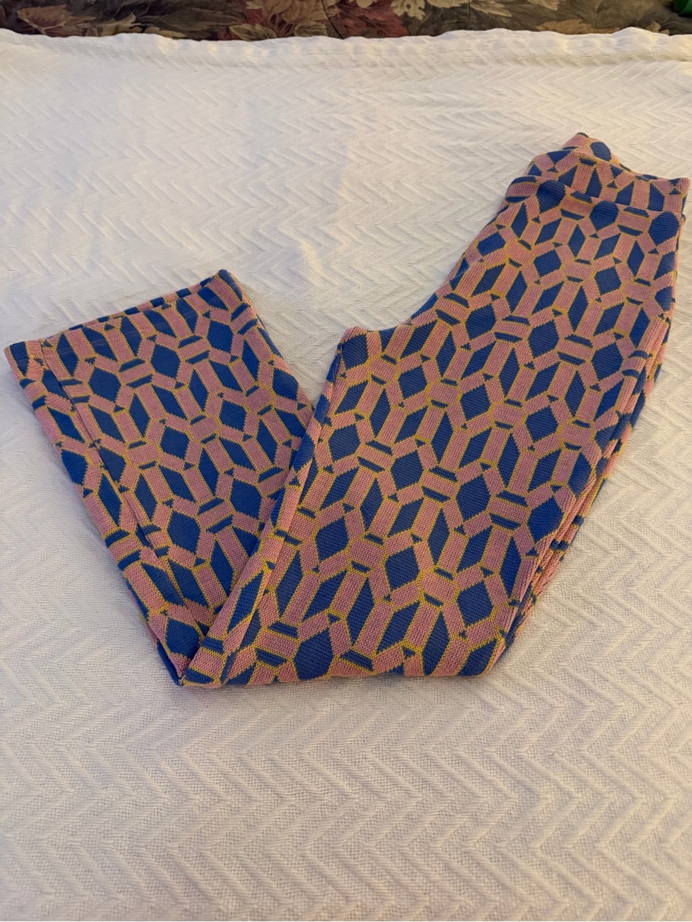 Zara Pink, Blue & Yellow Geometric Knit Pants - Picture 3 of 7